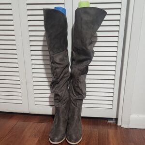 Dark Gray Over the Knee Boots